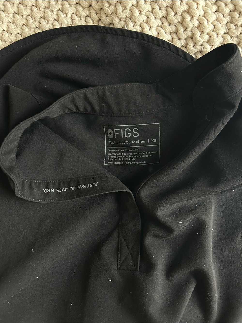 FIGS Rafaela Oversized Scrub Top XS Black